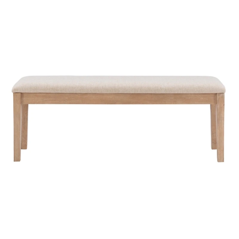 Natural Wood and Upholstered Seat Bench