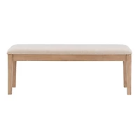 Natural Wood and Upholstered Seat Bench