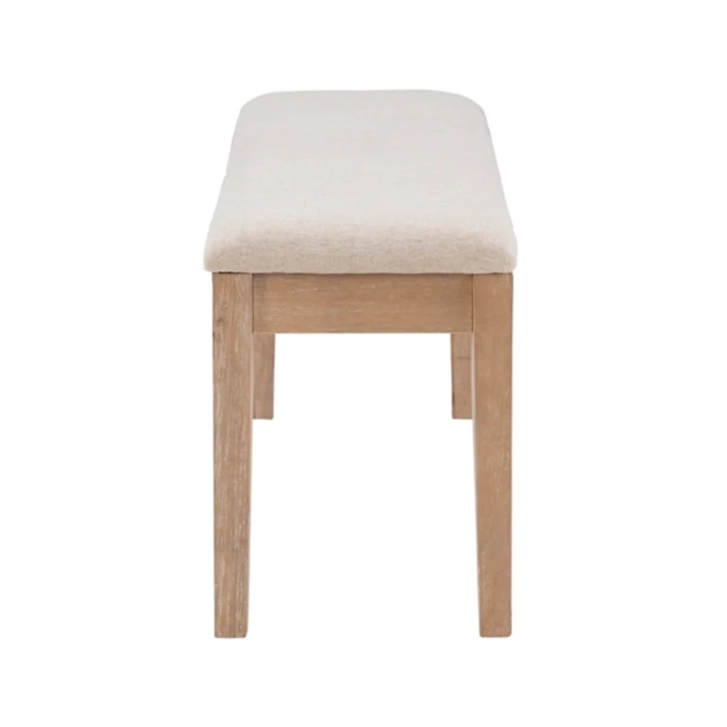 Natural Wood and Upholstered Seat Bench