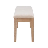 Natural Wood and Upholstered Seat Bench