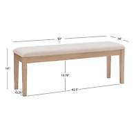 Natural Wood and Upholstered Seat Bench