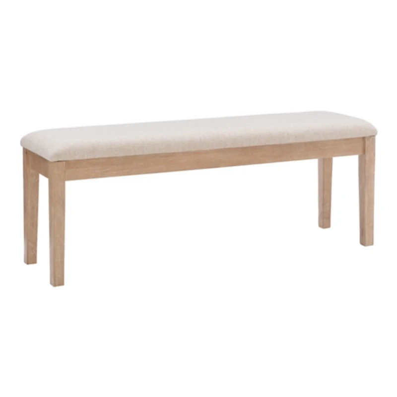 Natural Wood and Upholstered Seat Bench