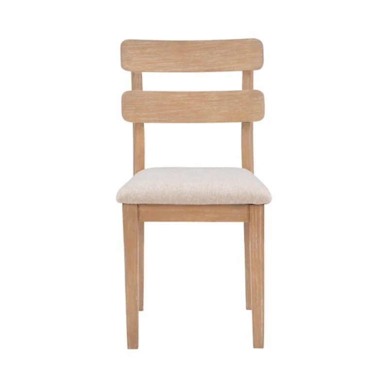 Natural Wood Slatted Back Dining Chairs, Set of 2