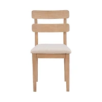Natural Wood Slatted Back Dining Chairs, Set of 2
