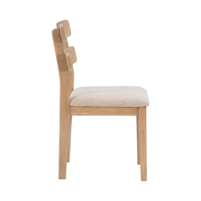 Natural Wood Slatted Back Dining Chairs, Set of 2