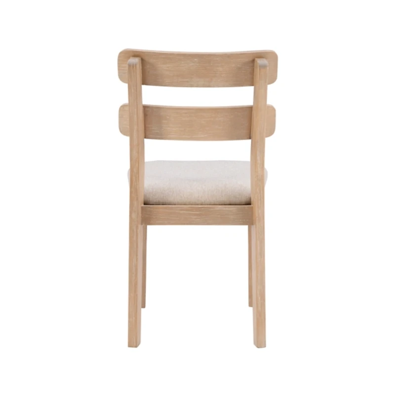 Natural Wood Slatted Back Dining Chairs, Set of 2