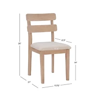 Natural Wood Slatted Back Dining Chairs, Set of 2