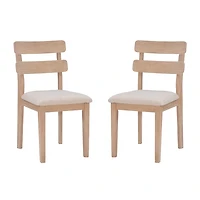 Natural Wood Slatted Back Dining Chairs, Set of 2