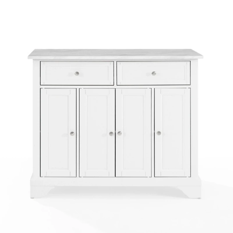 Gia All White Marble Kitchen Island