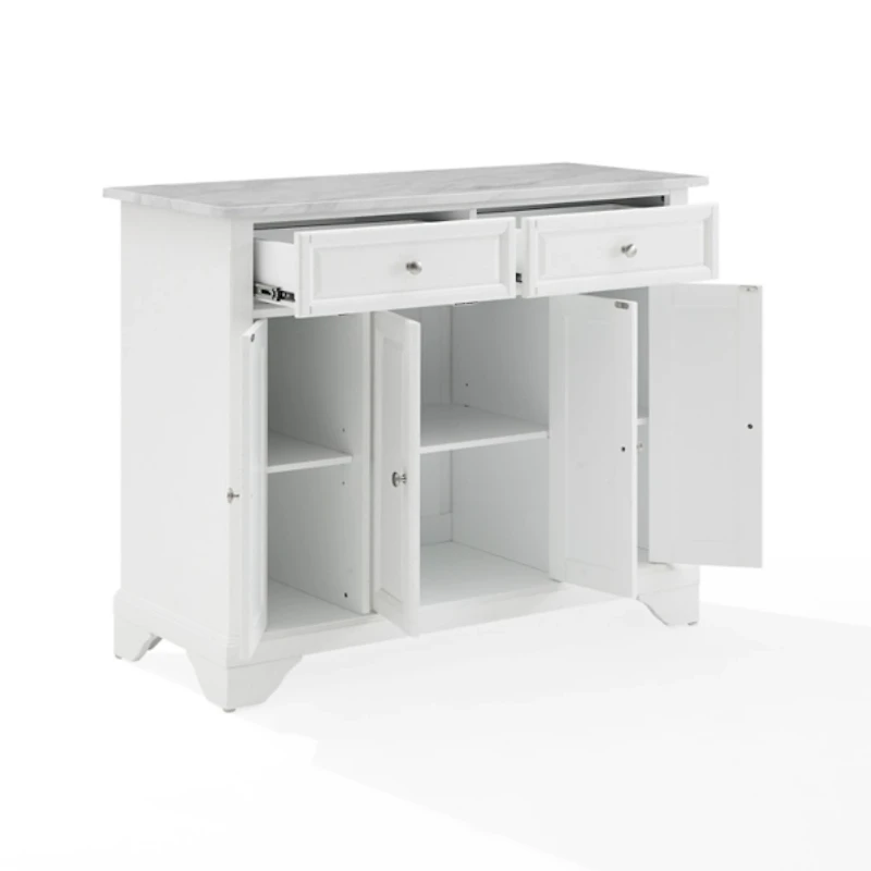 Gia All White Marble Kitchen Island