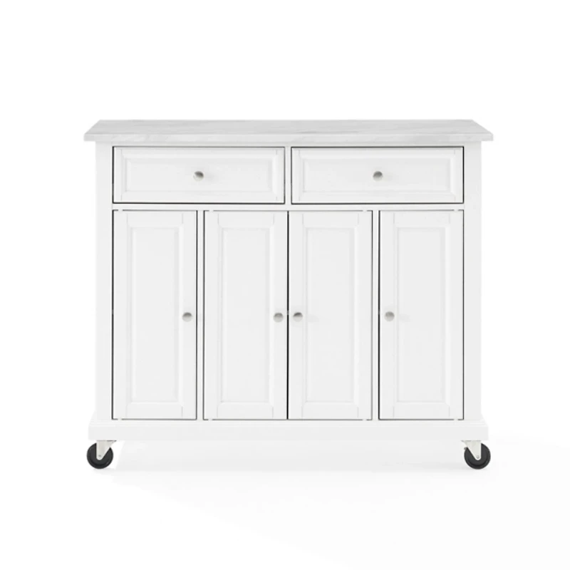 Gia All White Marble Kitchen Island