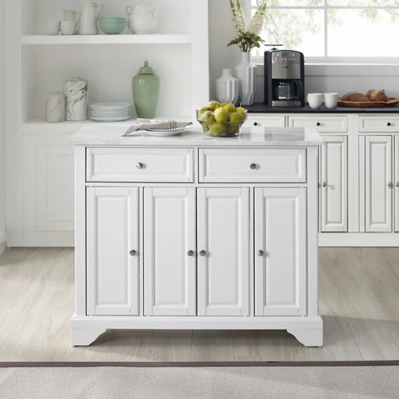 Gia All White Marble Kitchen Island