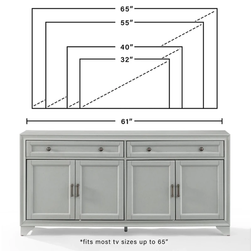 Gray Wood 4-Door Sideboard Cabinet