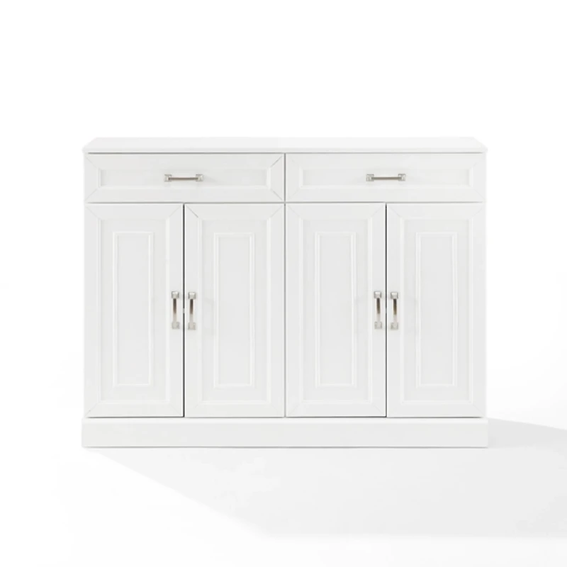 White Wood Panel 4-Door Cabinet