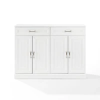 White Wood Panel 4-Door Cabinet