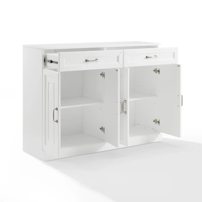 White Wood Panel 4-Door Cabinet