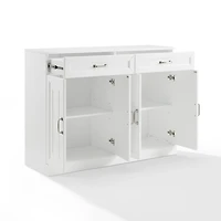 White Wood Panel 4-Door Cabinet