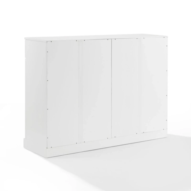White Wood Panel 4-Door Cabinet
