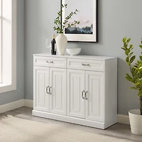 White Wood Panel 4-Door Cabinet