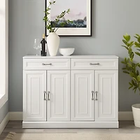 White Wood Panel 4-Door Cabinet