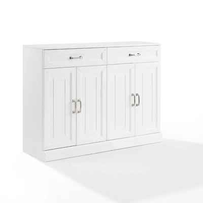 White Wood Panel 4-Door Cabinet