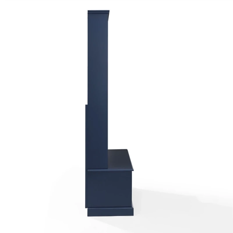 Navy Wood Storage Bench Hall Tree