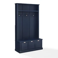 Navy Wood Storage Bench Hall Tree