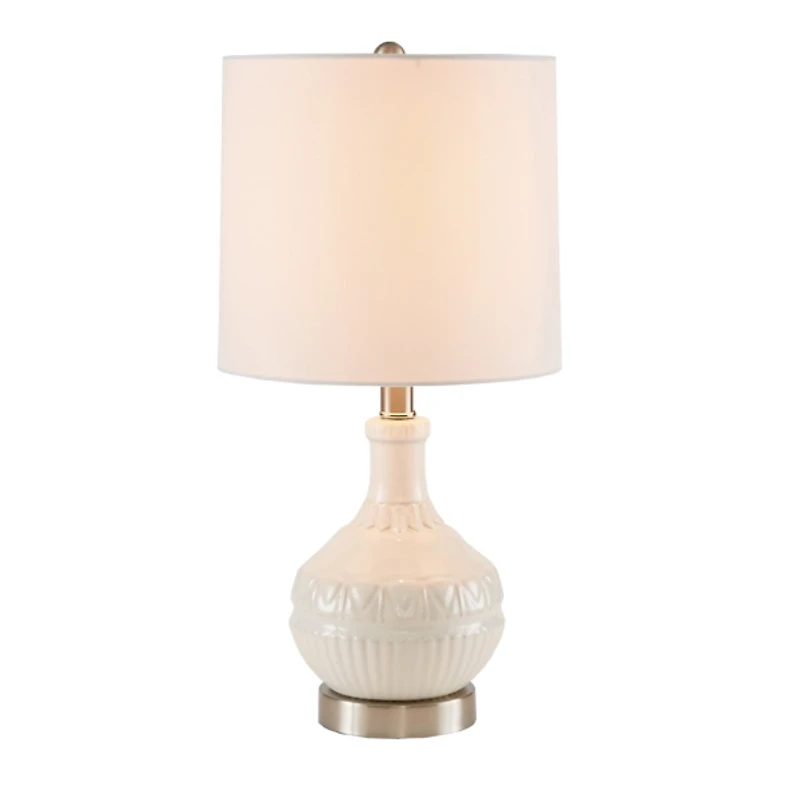White Ceramic Embossed Table Lamp