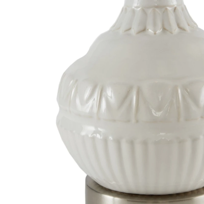 White Ceramic Embossed Table Lamp