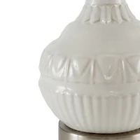White Ceramic Embossed Table Lamp