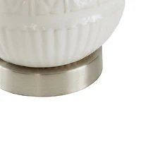 White Ceramic Embossed Table Lamp
