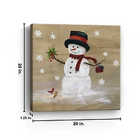 Snowman Mistletoe Canvas Christmas Art Print
