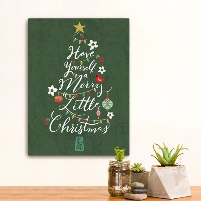 Green Merry Little Christmas Christmas Wall Plaque