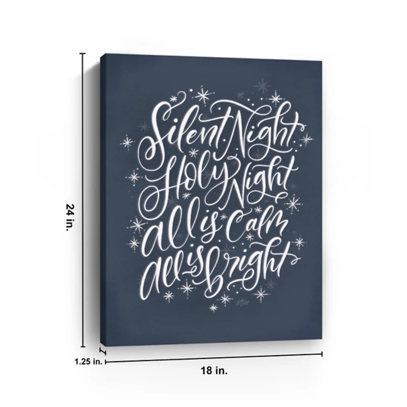 Blue Silent Night Christmas Wall Plaque