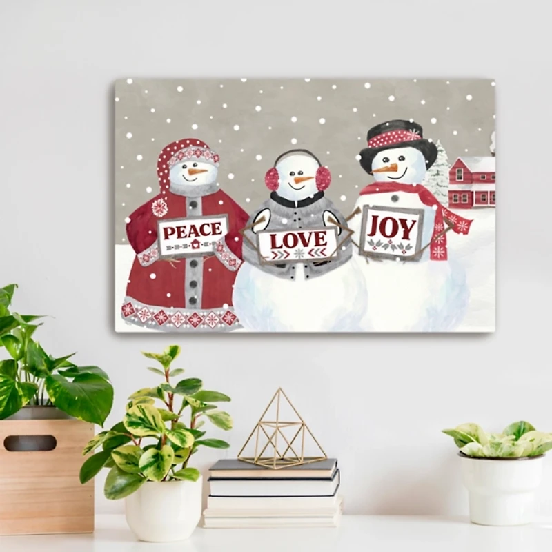 Snowman Peace Love Joy Christmas Wall Art