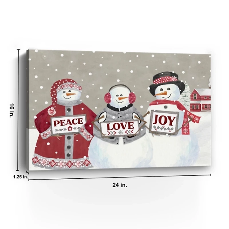 Snowman Peace Love Joy Christmas Wall Art