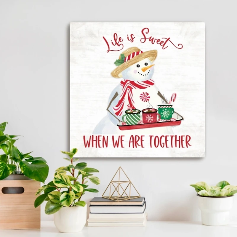 Snowman Life is Sweet Christmas Wall Plaque