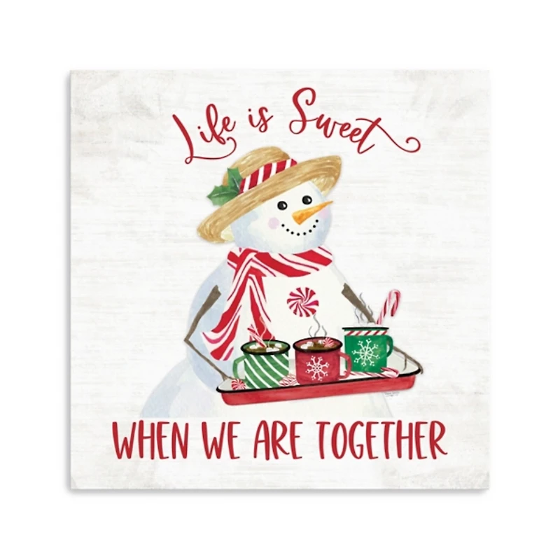 Snowman Life is Sweet Christmas Wall Plaque