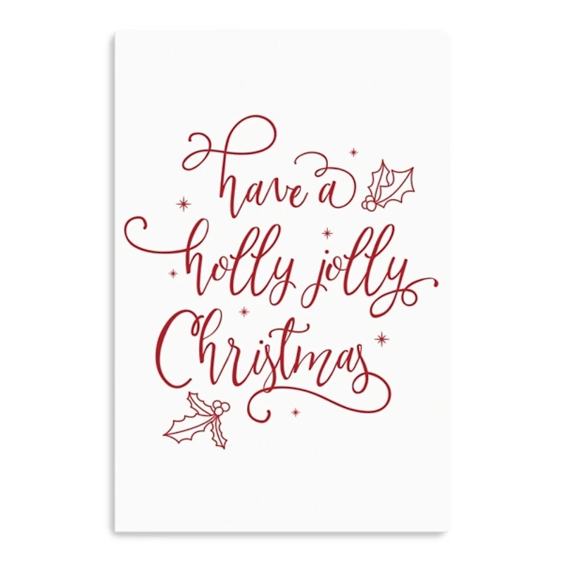 Holly Jolly Christmas Canvas Wall Plaque