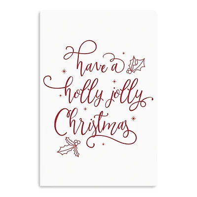Holly Jolly Christmas Canvas Wall Plaque