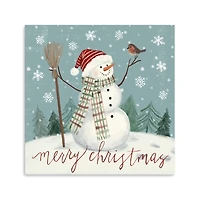 Merry Christmas Snowman Canvas Wall Plaque