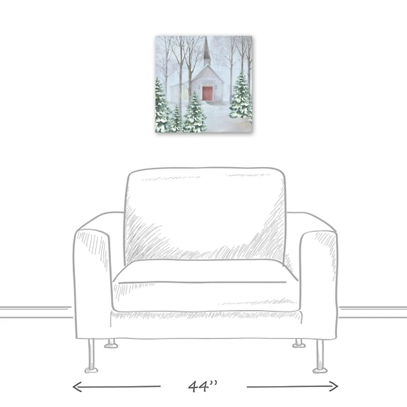 Snowy Church Canvas Art Print