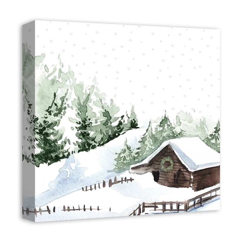 Winter Cabin Canvas Art Print