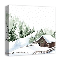 Winter Cabin Canvas Art Print