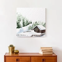 Winter Cabin Canvas Art Print