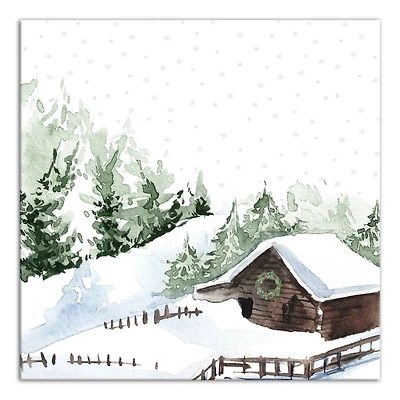 Winter Cabin Canvas Art Print