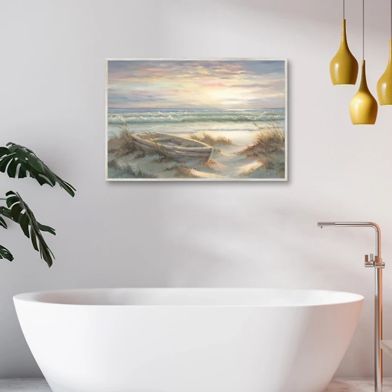 Old Rowboat on the Shore Framed Canvas Art Print