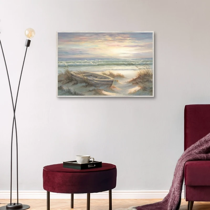 Old Rowboat on the Shore Framed Canvas Art Print