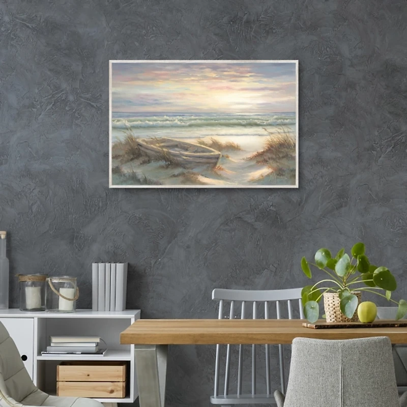 Old Rowboat on the Shore Framed Canvas Art Print