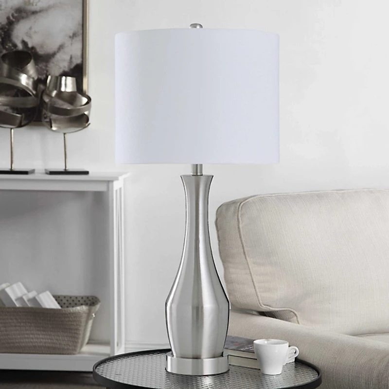 Silver Metal Taper Table Lamp